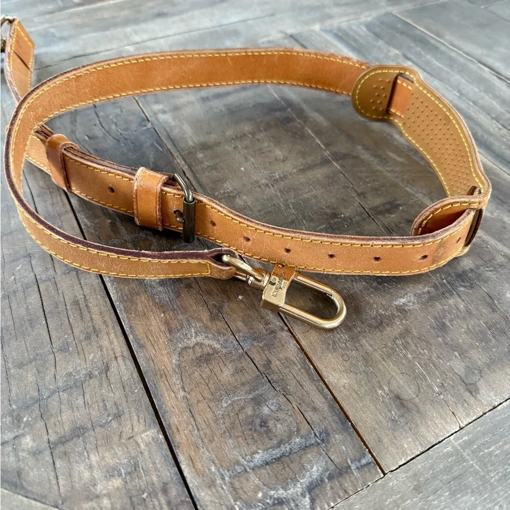 Louis Vuitton Tan Leather Shoulder Strap with Brass Hardware